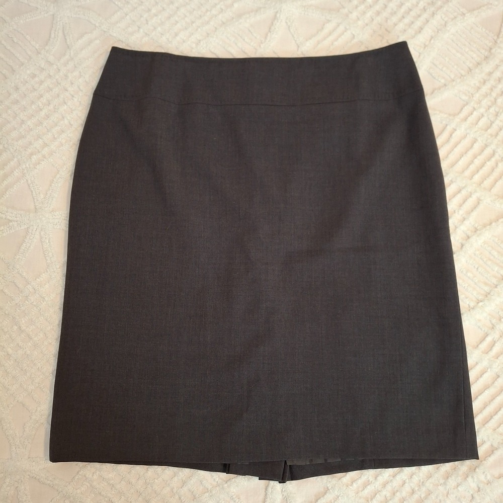 Tribal Womens 14 Pencil Skirt Charcoal Grey Back Pleat Button Detail Stretch